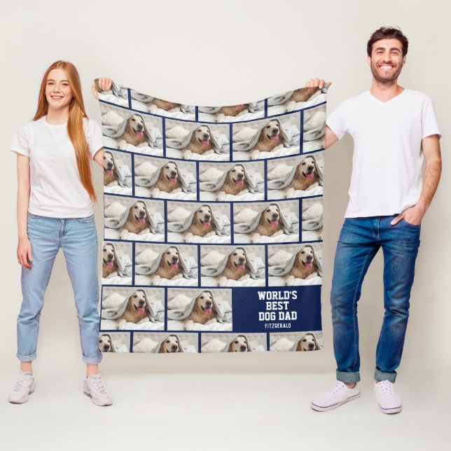 BEST DOG DAD Personalised Photo Fleece Blanket (In Situ)
