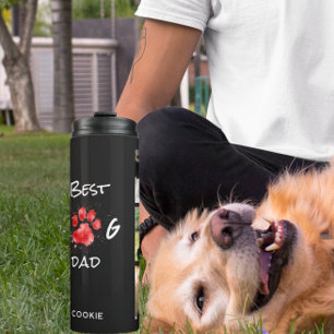 Best Dog Dad   Photo Collage   Custom   Black Thermal Tumbler