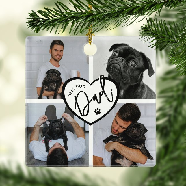 Best Dog Dad | Photo Collage Metal Tree Decoration (Creator Uploaded)