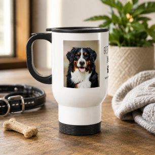 Best Dog Dad   Two Photo Handwritten Text Coffee Travel Mug
