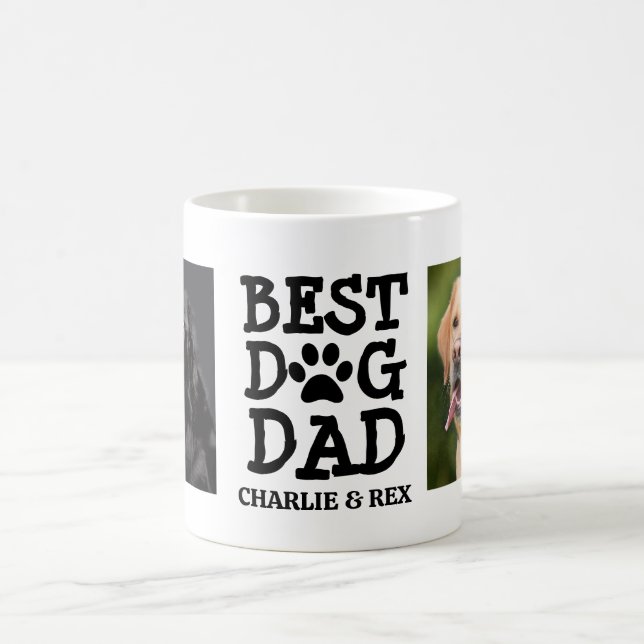 Best Dog Dad / Two Photo & Text Custom Coffee Mug (Center)
