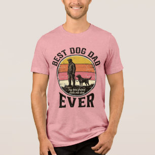 Best Dog Dad Vintage Sunset Vector Design_1 Tri-Blend Shirt