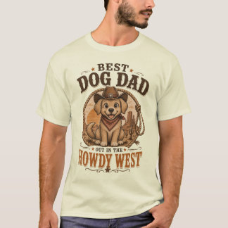 Best Dog Dad Western Cowboy Golden Retriever T-Shirt