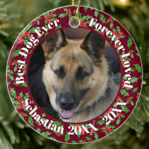 Best Dog Ever Custom Name Christmas Pet Gift Ceramic Tree Decoration