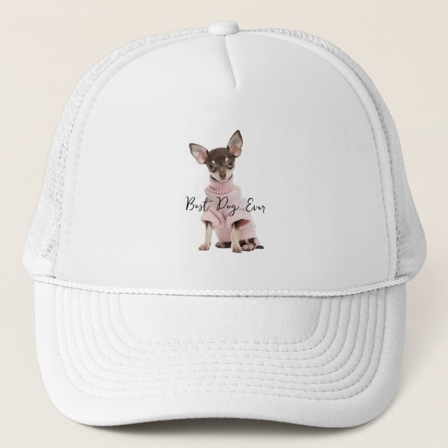 Best Dog Ever Family Dog Photo Trucker Hat (Front)