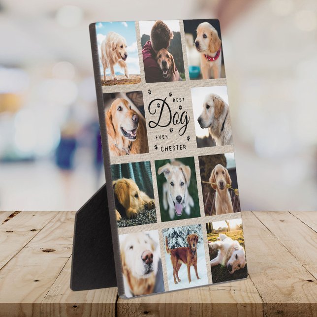 Best Dog Ever Memorial Rustic Photo Collage Paw Plaque (Creator Uploaded)