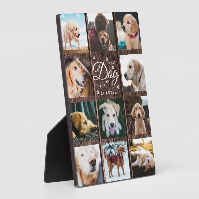 Best Dog Ever Memorial Rustic Photo Collage Wood Plaque (Side)