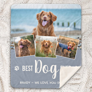 Best Dog Ever Modern Grey Photo Collage Sherpa Blanket