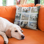 Best Dog Ever Modern Photo Collage Cushion<br><div class="desc">Everyone thinks they have the Best Dog Ever! How cool is this modern photo collage pillow,  featuring 9 square pictures of your pooch on the front with a cute pawprint,  their name and text 'BEST DOG EVER' on the reverse. Background can be changed to any color.</div>