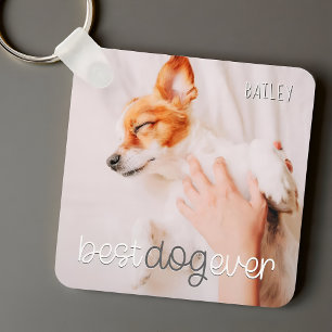 Best Dog Ever Modern Playful Simple Chic Pet Photo Key Ring