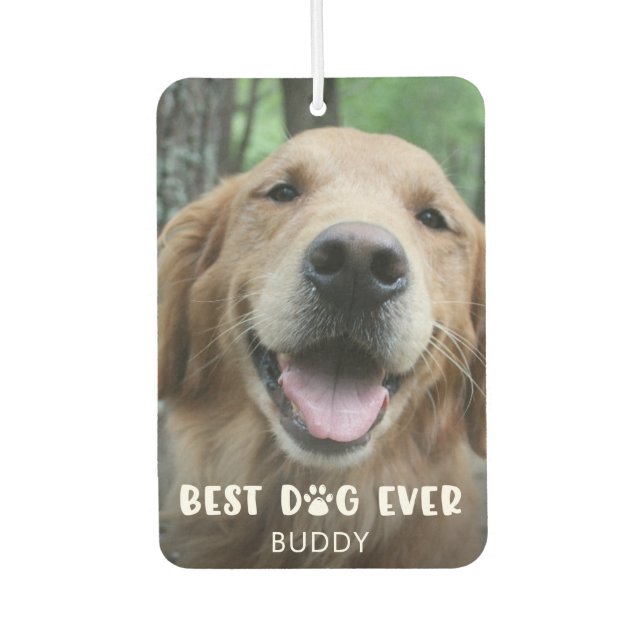 BEST DOG EVER Paw Print Photo Personalised Car Air Freshener (Front)