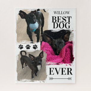 Best Dog Ever Paw Print Photo Personalised Jigsaw Puzzle