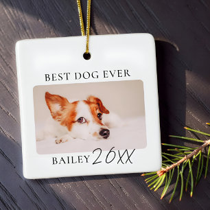 Best Dog Ever Photo Modern Minimalist Pet Keepsake Ceramic Ornament