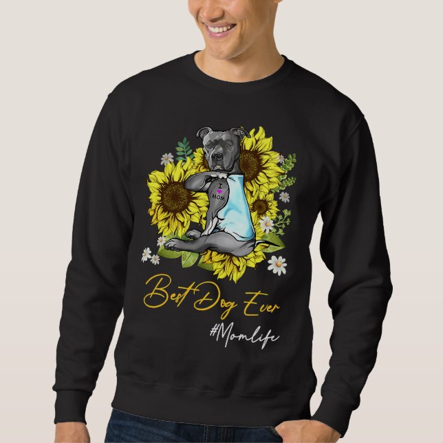 Best Dog Ever Pitbull Sunflower Mum Sweatshirt (Front)