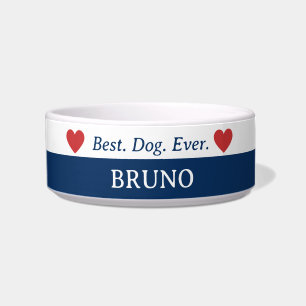 Best Dog Ever Red White Blue Ceramic Dog Bowl