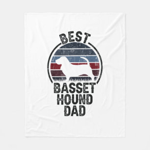 Best Dog Father Dad - Vintage Basset Hound  Fleece Blanket