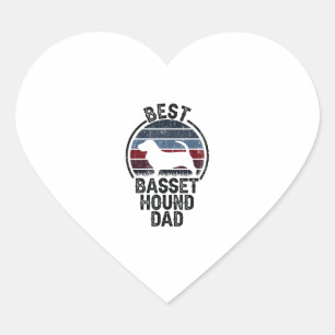 Best Dog Father Dad - Vintage Basset Hound Heart Sticker