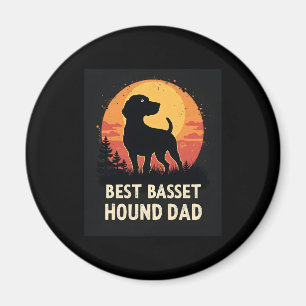 Best Dog Father Dad - Vintage Basset Hound T-Shirt Magnet