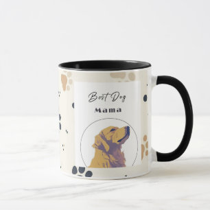 Best Dog Mama Mug – Cute Yellow Dog Illustration  