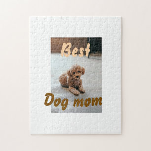 Best dog mom brown puddle pet dog cat mothers day jigsaw puzzle