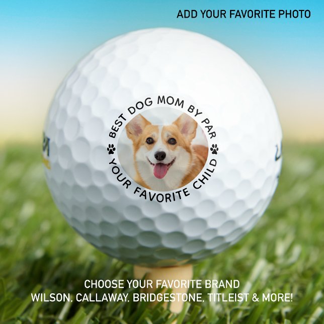 Best DOG MOM By Par Paw Print Custom Photo Golf Balls (Creator Uploaded)