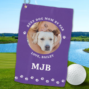 Best DOG MOM By Par Personalised Cute Pet Photo Golf Towel