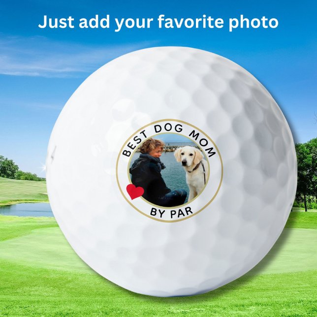 BEST DOG MOM BY PAR Photo Heart  Golf Balls (Creator Uploaded)