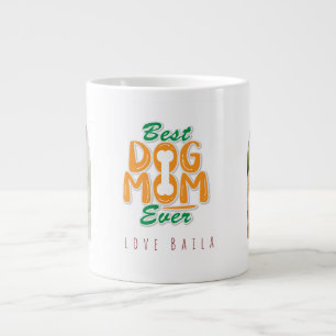 Best Dog Mom Ever 2 Photo Arch & Name Large Coffee Mug