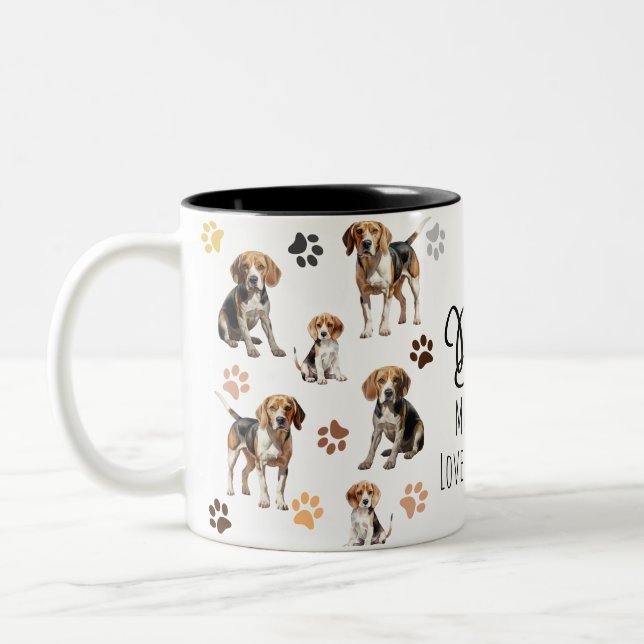 Best Dog Mom Ever Beagle Pattern Two-Tone Coffee Mug (Left)