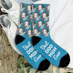 Best DOG MOM Ever Cool Pattern Custom Pet Photo Socks<br><div class="desc">Delight the Dog Lover in Your Life Introducing our charming Dog Photo Socks, the perfect gift for the ultimate dog mum! These socks are designed with the dog lover in mind, featuring an adorable all-over pattern that includes your cherished pup's picture and playful paw prints. Features Personalised Design: Transform your...</div>