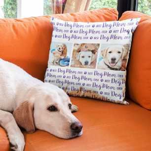 Best Dog Mom Ever Custom Pet Photo Collage Cushion