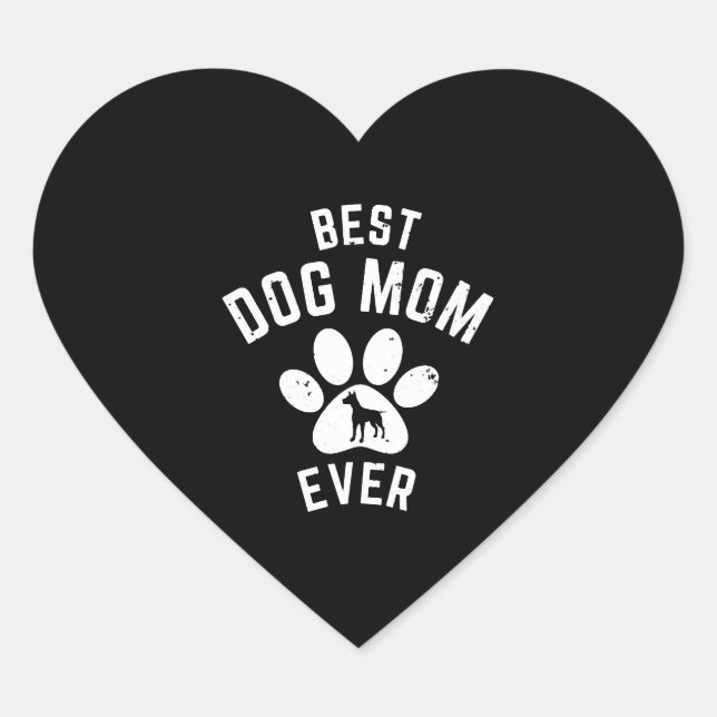 BEST DOG MOM EVER HEART STICKER (Front)