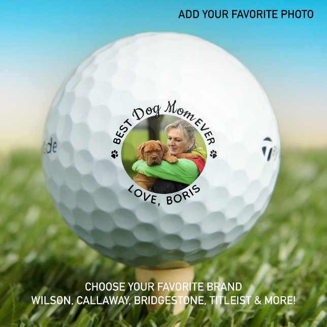 Best DOG MOM Ever Personalised Pet Photo Birthday Golf Balls (Creator Uploaded)