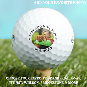 Best DOG MOM Ever Personalised Pet Photo Callaway Golf Balls