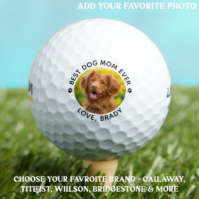 Best DOG MOM Ever Personalised Pet Photo Wilson Golf Balls (Creator Uploaded)