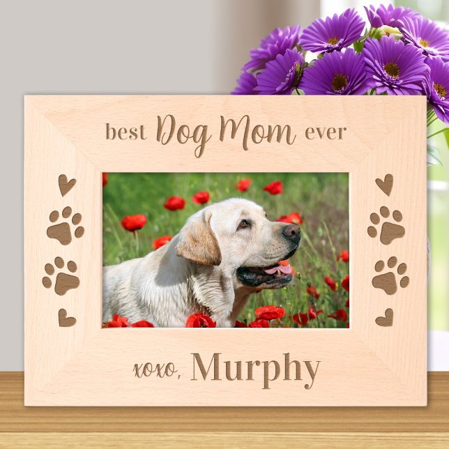 Best DOG MOM ever - Personalised Wooden Picture Etched Frames (Creator Uploaded)