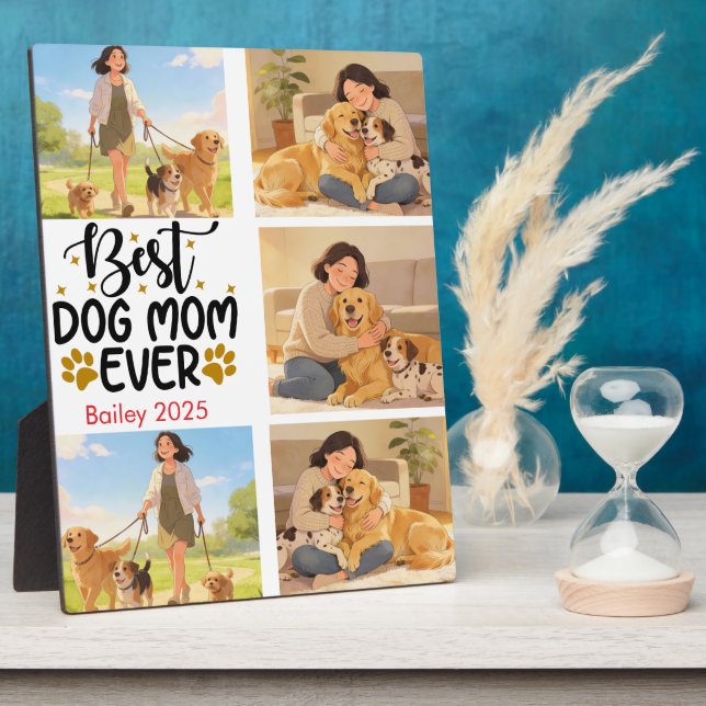 Best Dog Mom Ever Personalized Photo | Cute Dog  Plaque (Side)