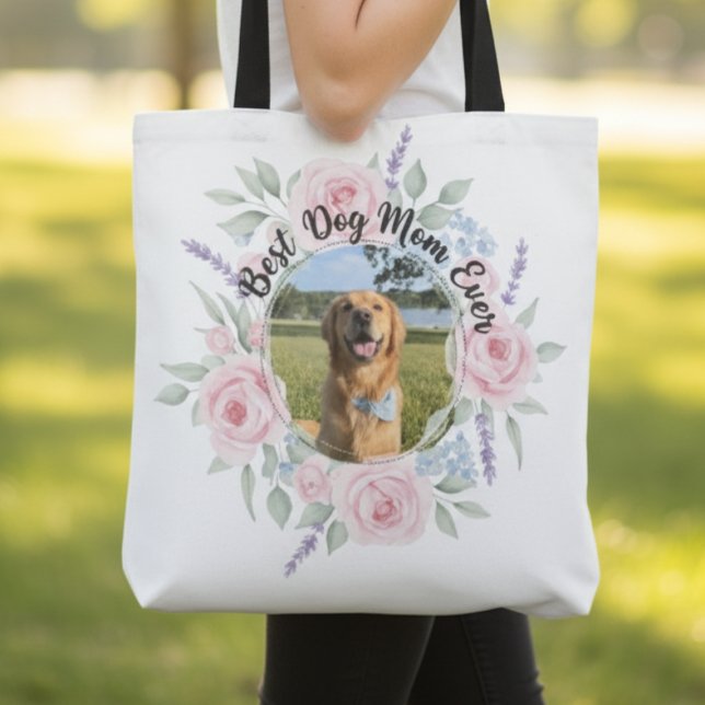 Best Dog Mom Ever Photo Tote Bag (Dog mom photo tote bag)