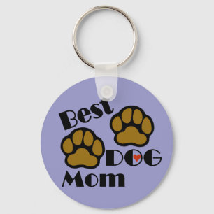 Best Dog Mom Key Chain with Dog Paws Merchandise