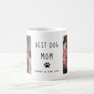 Best Dog Mom Two Photo Handwritten Text Coffee Mug