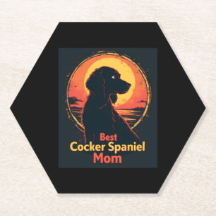 Best Dog Mother Mum - Vintage Cocker Spaniel T-Shi Paper Coaster