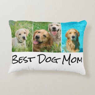 Best Dog Mum 3 Photo Collage Accent Pillow