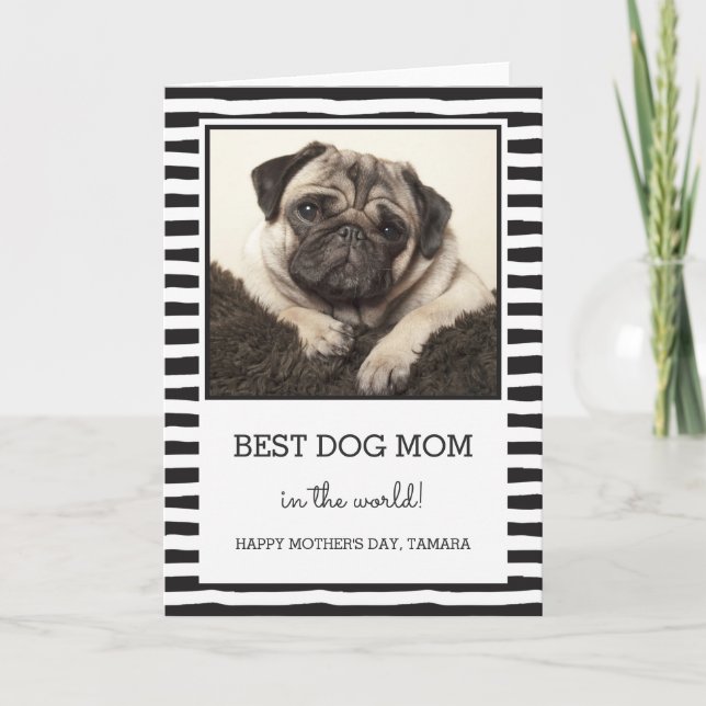 Best Dog Mum | Black | Photo Mother's Day Card (Front)