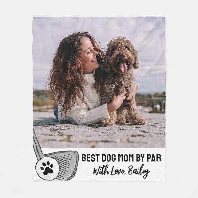 Best Dog Mum By Par Golf Fleece Blanket (Front)