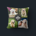 Best Dog Mum Custom 4 Photo Paws Bold Black White Cushion<br><div class="desc">“Best Dog Mum.” Every day is better with your best friend by your side. Fun, white typography and a playful border of white paw prints on a black circle overlay 4 custom photos of the honoured pet. Surprise your favourite dog mum and liven up her décor when you gift this...</div>