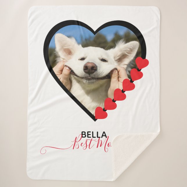 Best Dog Mum Custom Pet Photo Dog Lover Sherpa Blanket (Front)