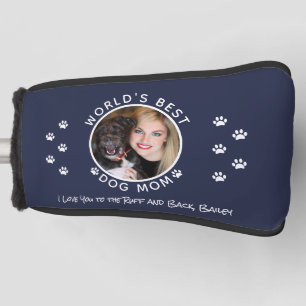 Best Dog Mum Custom Pet Photo Name Navy Blue Golf Head Cover