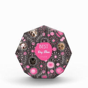 Best Dog Mum Cute Pink Heart Flower Photo Collage