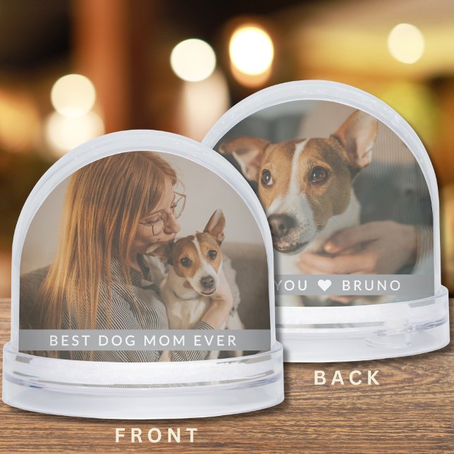 Best Dog Mum Ever 2 Photo Personalised  Gift Snowglobe (Creator Uploaded)