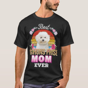 Best Dog Mum Ever Bichons Frise Floral Retro Love  T-Shirt
